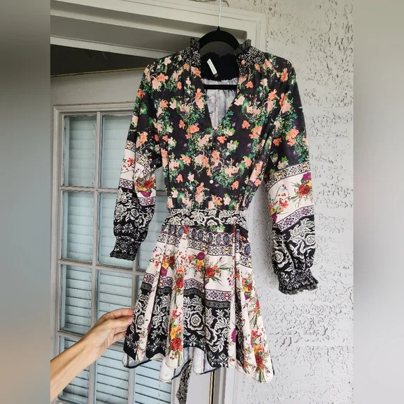 ALICE + OLIVIA ANIS FLORAL MOCK NECK MINI DRESS Sz 6 - Picture 7 of 12